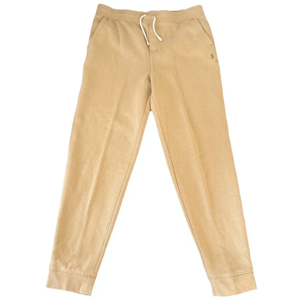 Polo Ralph Lauren Jogger Sweatpants Men Sz S Khaki Tan Nautical coastal EUC